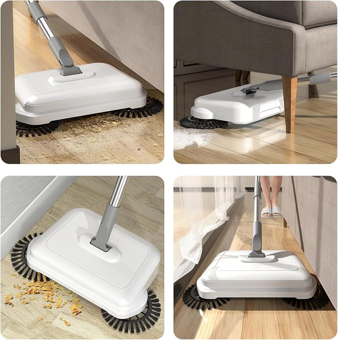Floor Sweeper Manual Floor Sweeper, 2-in-1 360° Rotating Hand Push Sweeper - Image 3