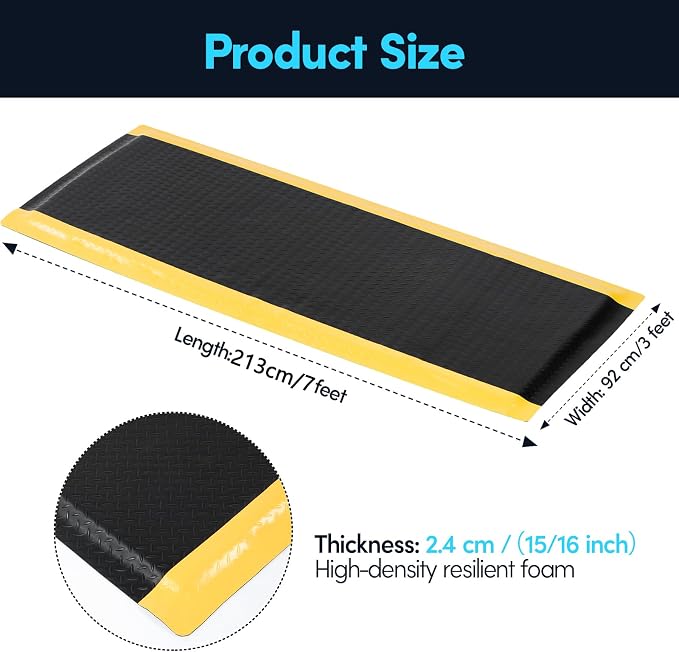 3 x 7 FT Anti Fatigue Mats Industrial 15/16 Inch Thick Soft Sponge Ergonomic - Image 2