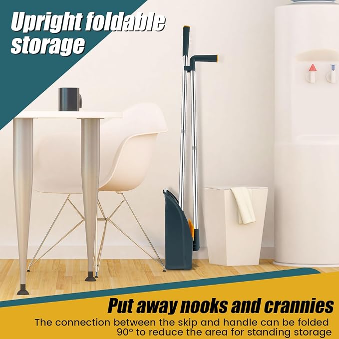 Broom and Dustpan Set for Home, 180° Rotating Broom Combo, Foldable Standing - Image 4