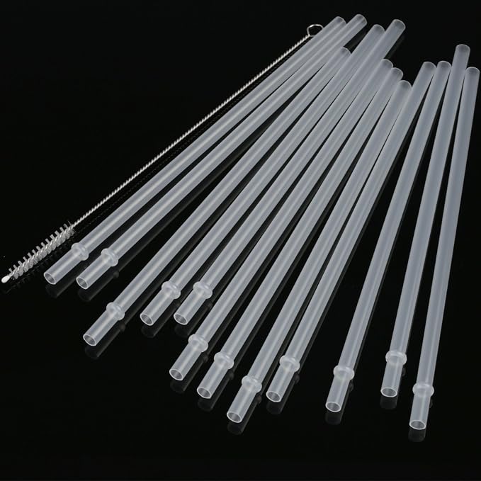 DAKOUFISH 14 inch Long Reusable Clear Plastic Replacement Drinking Straws - Image 3