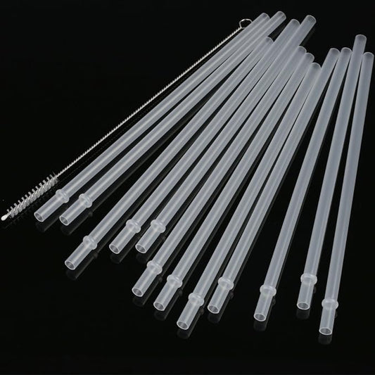 DAKOUFISH 15 inch Long Reusable Clear Plastic Replacement Drinking Straws - Image 2