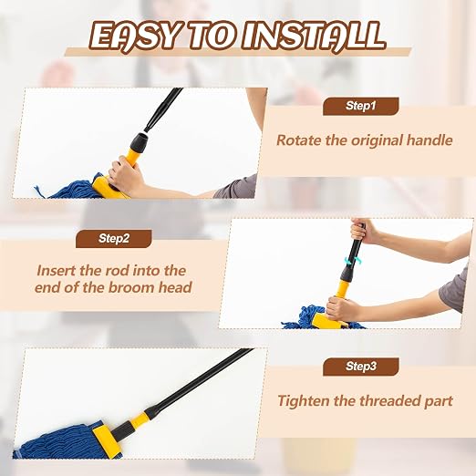 6 Pcs Fiberglass Broom Handle Replacement Handle Broom Stick Pole - Image 3