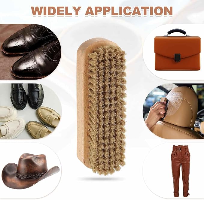 HARFINGTON Shoe Cleaning Brush 6"x2" Beech Wood Pig Bristle Boot Polish Brushes - Image 7