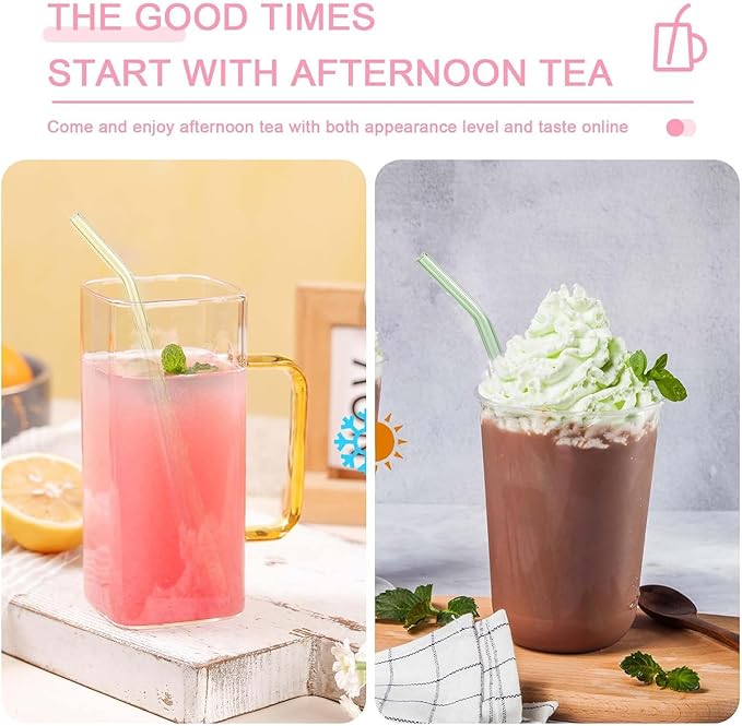 6-Pack Reusable Glass Straws Set, Cute Colorful Straws - Image 4