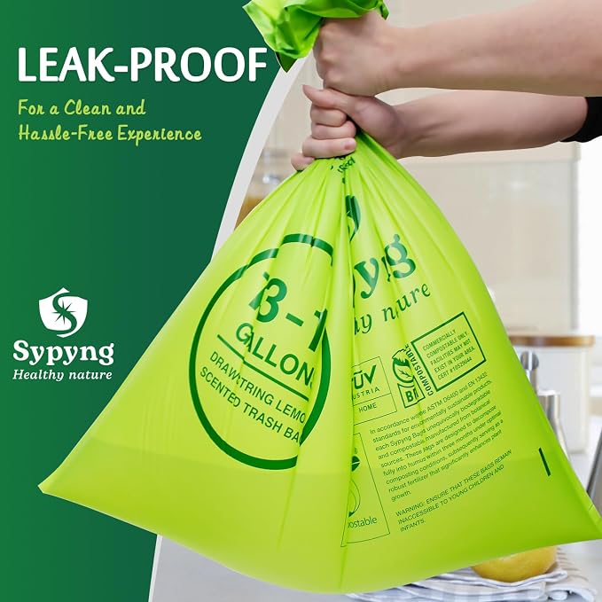 13-17 Gallon Compostable Trash Bags Heavy-Duty & Durable, 1.1 Mil Thick | 100% - Image 6