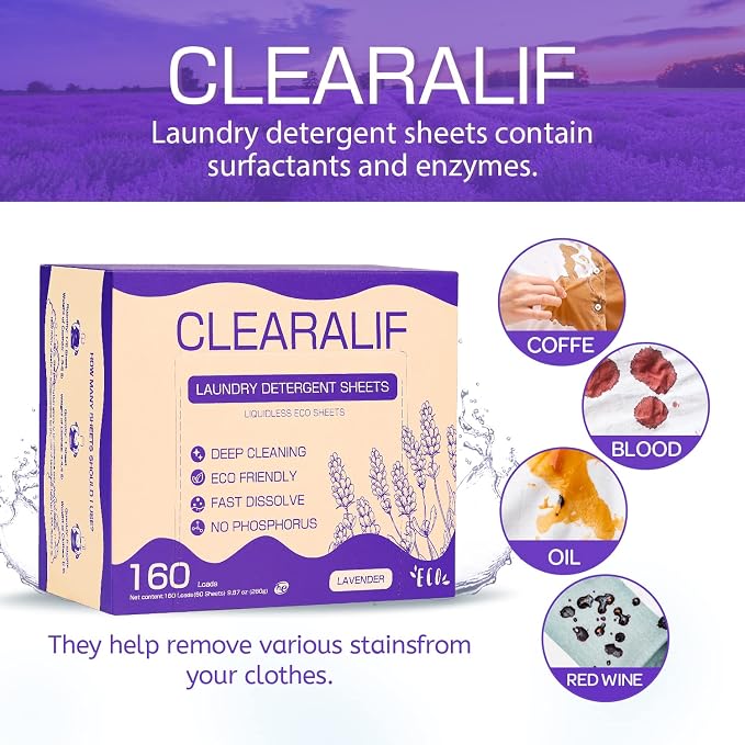 CLEARALIF Laundry Detergent Sheets 80 Sheets, Lavender - Image 6