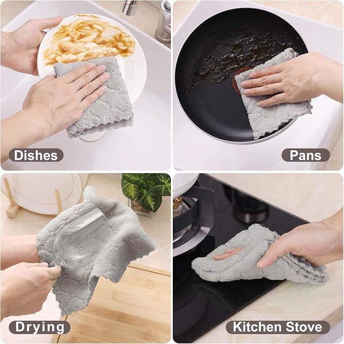 Homaxy 12 Pack Kitchen Dish Cloths, Super Soft and Absorbent Coral Velvet Dish - Image 4