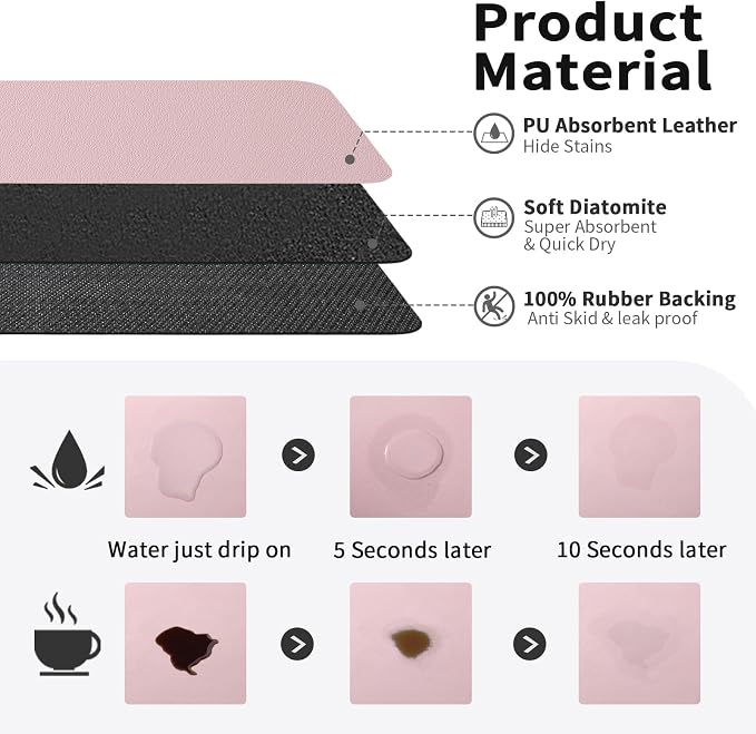 Coffee Mat - Absorbent Hide Stain Rubber Backed Dish Drying Mat - Image 2