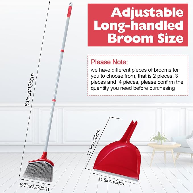 Meanplan 2 Pcs Angle Broom and Dustpan Combo Set - Image 2