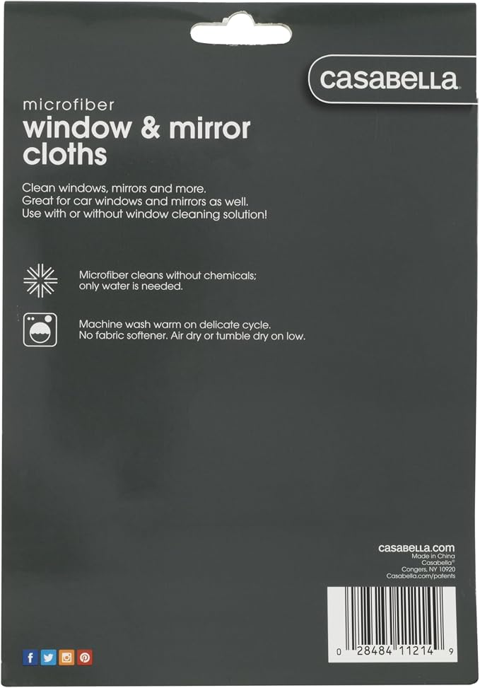 Casabella Lint-Free Microfiber Glass and Mirror Cleaning Cloths - Image 3