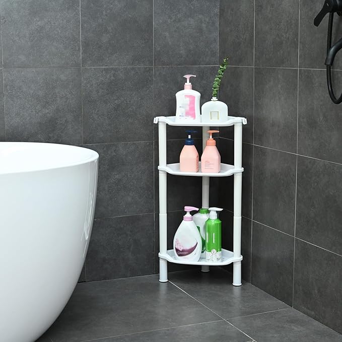 3 Tier Shower Caddy Organizer Shelf Corner, 13.5 x 10 x 26 Inches, Plastic - Image 2