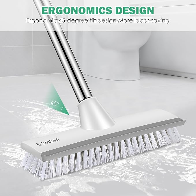 SetSail Floor Scrub Brush with 51-Inch Long Adjustable Handle 2 in 1 Scrape - Image 5
