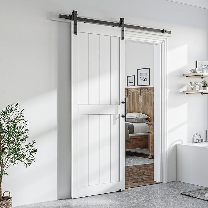 SmartStandard 32 x 80 inch White Sliding MDF Barn Door by SMARTSTANDARD