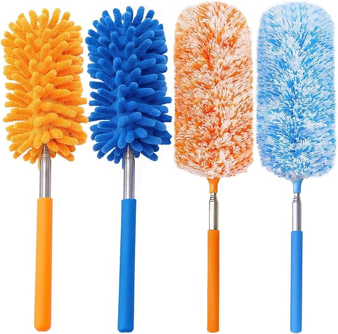 4 pcs Extendable and Washable Microfibre Feather Duster, Microfibre Cleaning by Unknown