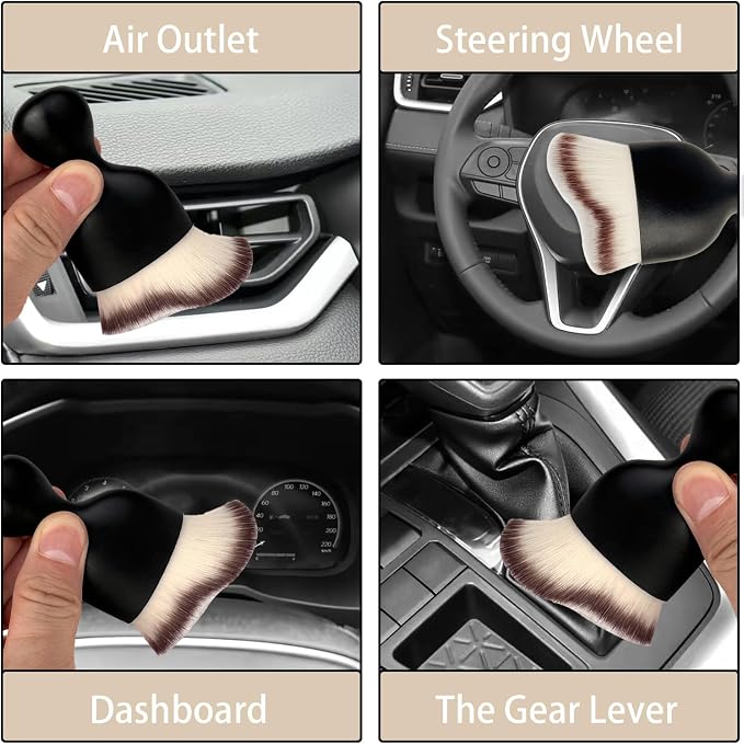 Car Interior Dust Brush, Auto Detailing Brush, Soft Bristles Car Cleaning - Image 3