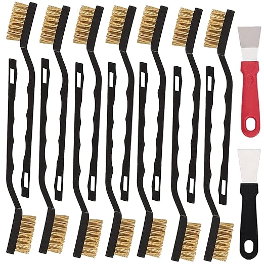 12 Pcs Mini Brass Brush Set, Brass Scratch Brush by Unknown