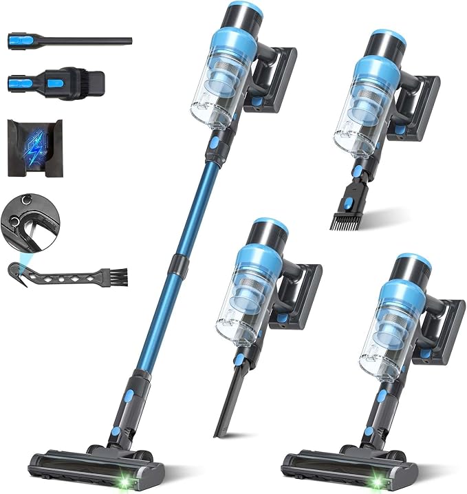 Cordless Vacuum Cleaner, 400W/45kPa/55Mins-8-in-1 Stick Vacuum Cleaners by PRAVOLE
