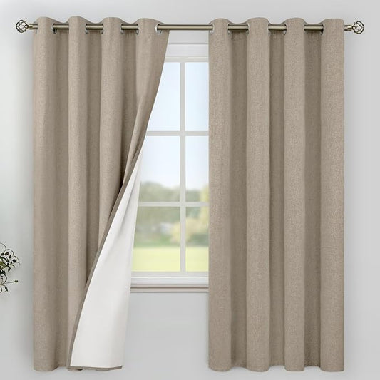 YoungsTex Burlap Linen 100% Blackout Curtains 68 Inch Length by YoungsTex
