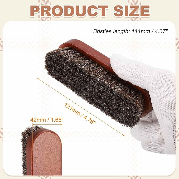 HARFINGTON Shoe Cleaning Brush 5"x2" Beech Wood Horsehair Boot Polish Brushes - Image 2