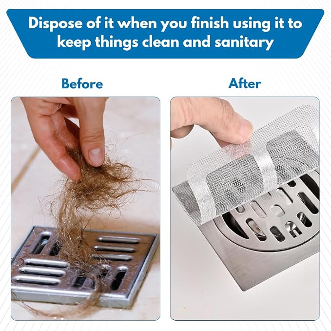 50 Pack Premium Disposable Shower Drain Hair Catcher Stickers – Waterproof Mesh - Image 6