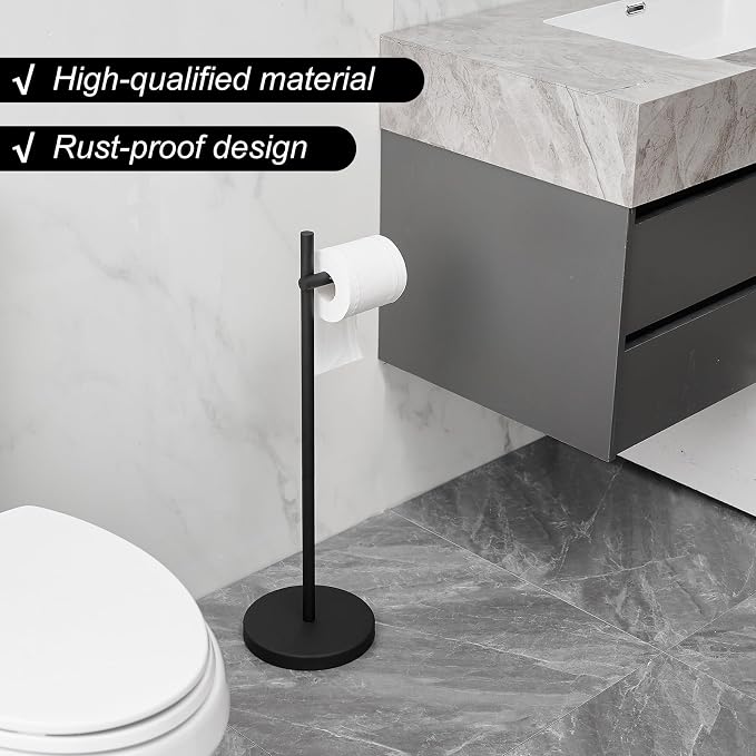 BWE Black Toilet Paper Holder Free Standing Toilet Paper Holder - Image 2
