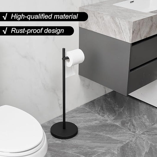 BWE Black Toilet Paper Holder Free Standing Toilet Paper Holder - Image 2