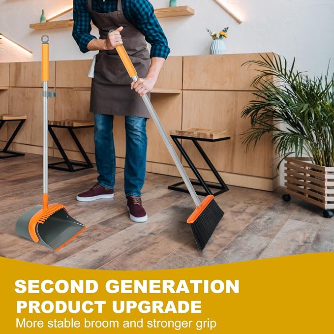 Broom and Dustpan Set with 54 Inch Long Handle - Image 7
