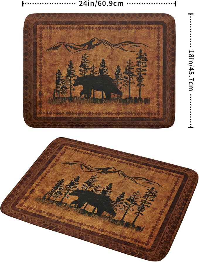 Forest Bear Dish Drying Mat 18x24 Inch Rustic Cabin Washable Microfiber - Image 2