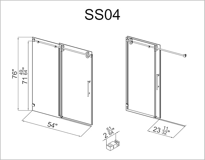 Frameless Shower Door, 3/8" Clear Tempered Glass, Waterproof Bathroom Shower - Image 6