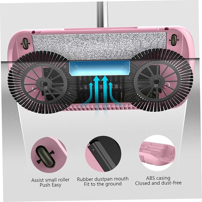 Carpet Cleaner Brush, 2 in 1 Manual Vacuum Sweeper, 180 Degree Rotating - Image 5