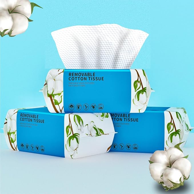 Disposable Face Towel 300 Count, Soft Cotton Clean Skin Face Towels, Dry Wipes by Unknown
