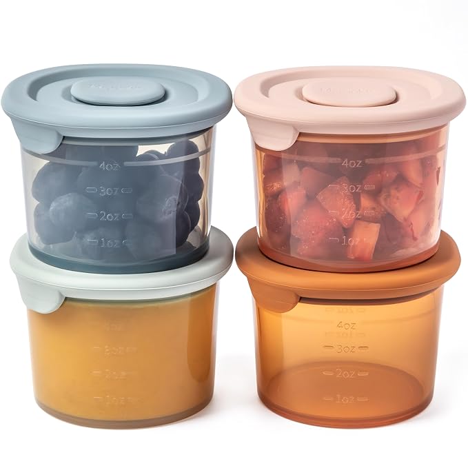 Moonkie Silicone Baby Food Containers | 4 oz Baby Food Storage Jars by Moonkie