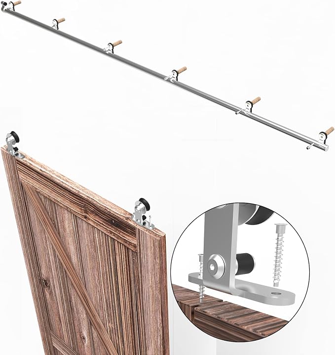 TSMST 7FT Sliding Barn Door Hardware Kit, Top Mount Stainless Steel Heavy Duty - Image 5