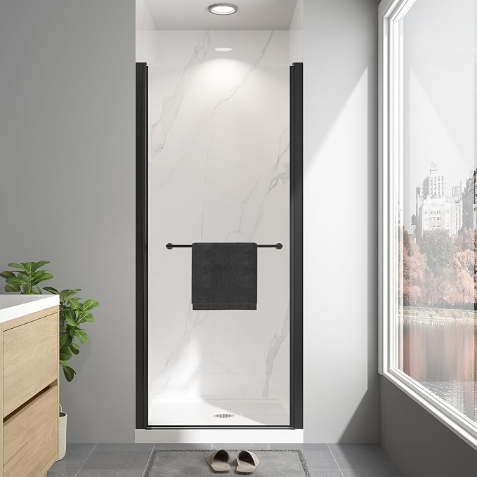 Frameless Pivot Shower Door 32"-34" W x 72" H, Swing Shower Glass Doors by EASYWORC