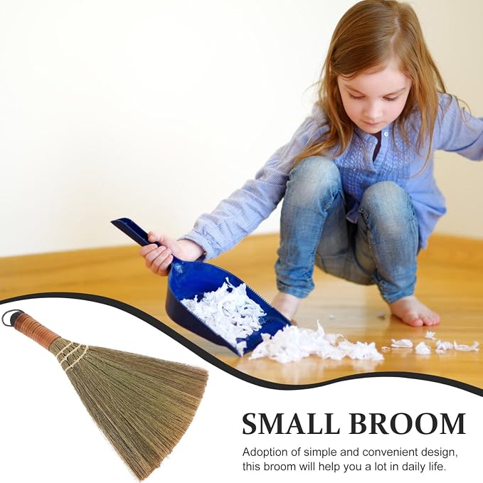 Soft-Haired Mini Broom 12.20 Inch Short Handle Dust Sweeper - Image 5