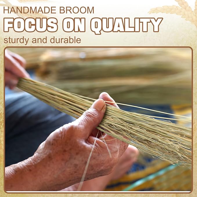 Suclain 1 Pcs 12 Inch Whisk Broom Hand Held Mini Corn Straw Whisk Broom Short - Image 4