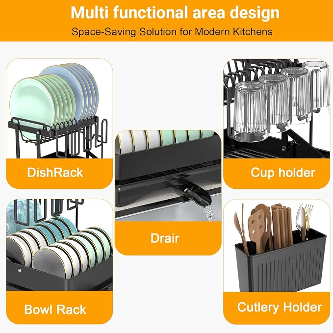 Extendable Dish Racks 16.3"-21.6" L x 16.7" W, Stainless Steel Dish Drying Rack - Image 4