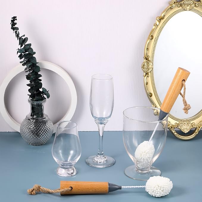 2 Pcs Wine Glass Cleaning Brush Flute and Stemware Brush Non Scratch Foam - Image 6