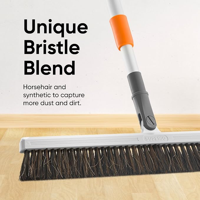 Horse Hair Upright Dust Broom – 18" Swivel Kitchen Sweeper - Image 3