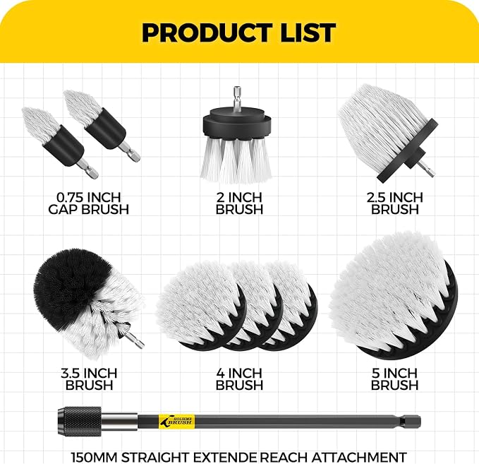 Holikme 10Pieces Drill Brush Attachments Set, Power Scrubber Brush - Image 7
