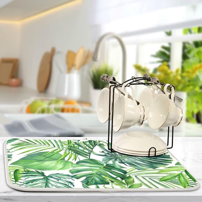 Tropical Palm Leaves Dish Drying Mat - Image 6