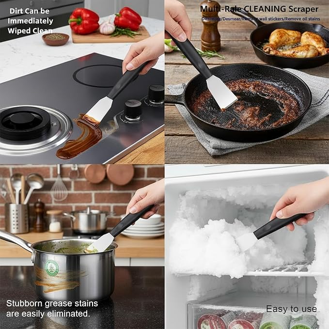 2 Pcs Stove Scraper Tool Stainless Steel Scraper Stove Top Scrapers Tool - Image 4
