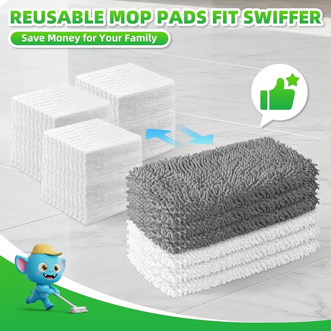 6 Pack Reusable Mop Pads Compatible - Image 7