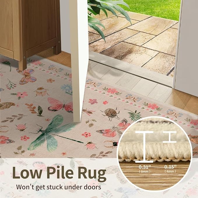 2x6 Floral Runner Rug, Washable Runners - Image 6