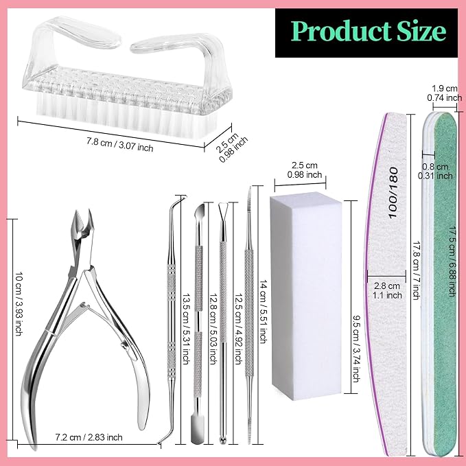 FANDAMEI Manicure Kit, Nail Files 100/180, Cuticle Nippers, Nail Buffer Block - Image 7