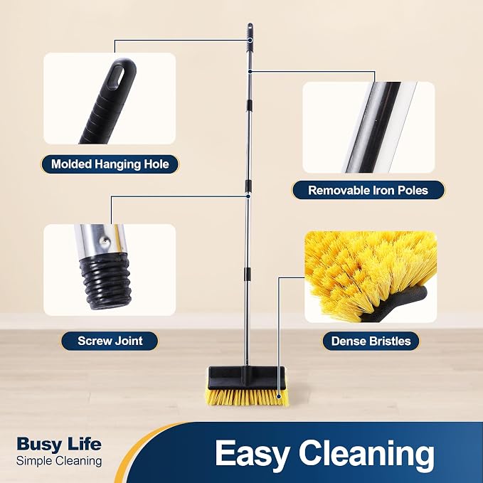 Yocada Deck Brush with 4-Section Extendable Handle Floor Scrub Brush Soft - Image 4