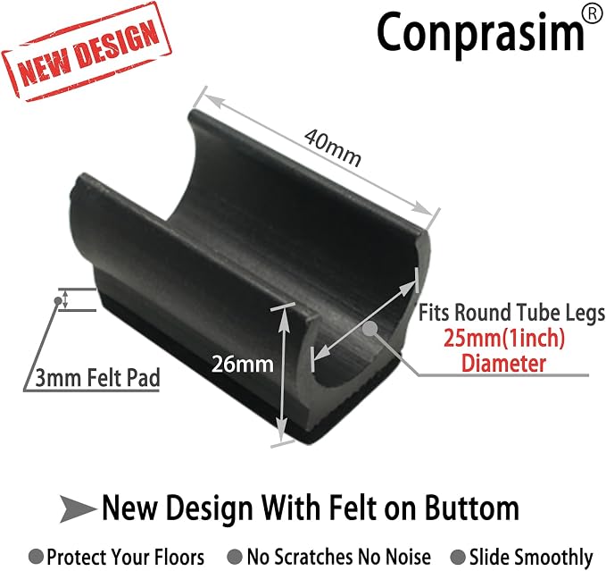 Rectangle U Shaped Chair Leg Tips Caps - Image 4