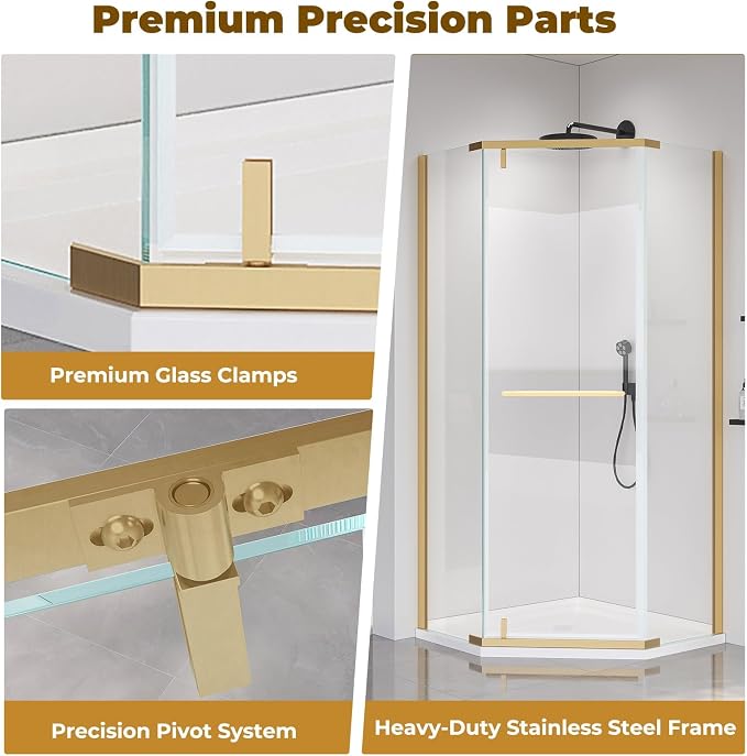 36" D x 36" W x 72" H Neo-Angle Shower Door, Corner Shower Enclosure - Image 5