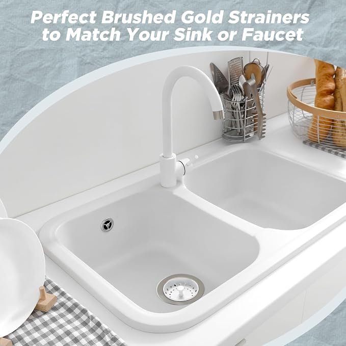 Mudder 3 Pcs Kitchen Sink Drain Strainer and Stopper Stainless Steel Garbage - Image 7