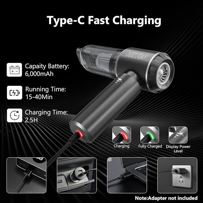Car Vacuum Cordless, Mini Portable Vacuum Cordless - Image 5